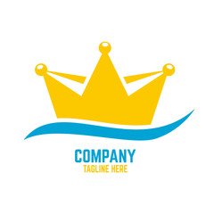 Modern royal sailing ship and the logo crown. Vector illustration.