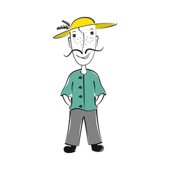 Modern mascot gardener logo. Vector illustration.