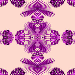 seamless of tropical exotic plant leaf,green leaves pattern are made new color for nature concept,abstract background for textile and fabric design