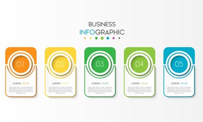 Vector infographic design template with 5 options or steps. Can be used for process diagram, workflow layout, info graph, annual report, flow chart.