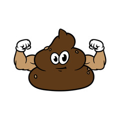 Cartoon Flexing Muscular Poop Character