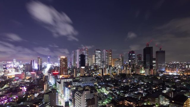 Time Lapse of the skyline of the Shinjuku district of Tokyo Japan