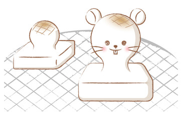 ねずみの形に膨らんだ焼き餅