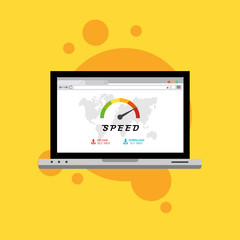laptop acceleration icon vector template. Site Speed Test Concept Fast or Slow Load Modern vector illustration concept