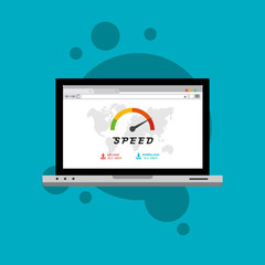 laptop acceleration icon vector template. Site Speed Test Concept Fast or Slow Load Modern vector illustration concept