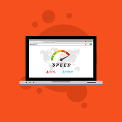 laptop acceleration icon vector template. Site Speed Test Concept Fast or Slow Load Modern vector illustration concept