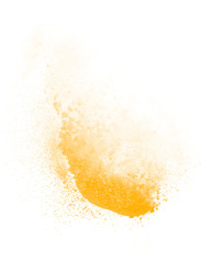Beautiful yellow watercolor splashes isolated on white