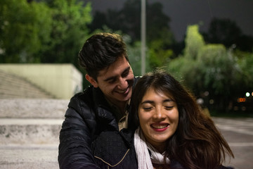 Fototapeta premium Young couple in love having a good night