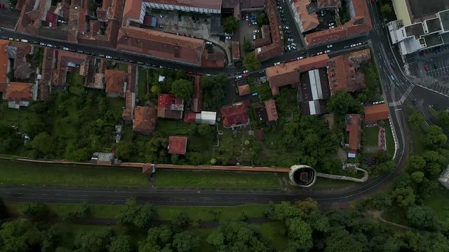 4K Aerial View of Brasov Romania Drone Medieval Town Transylvania Green Forrest