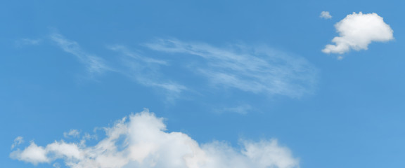 Panorama white cloud and blue sky background with copy space