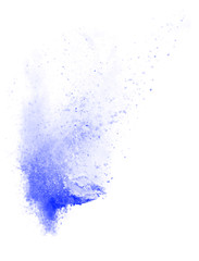 Abstract blue explosion in motion isolated on white background