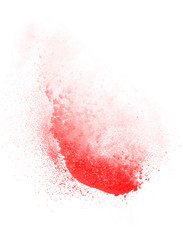 Red paint splash isolated on white background. Red explosion brush