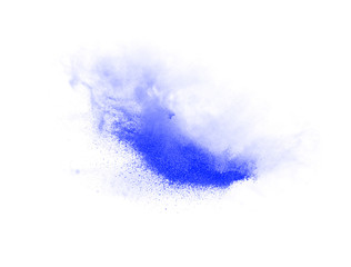 Blue explosion isolated on white background. Blue splash texture