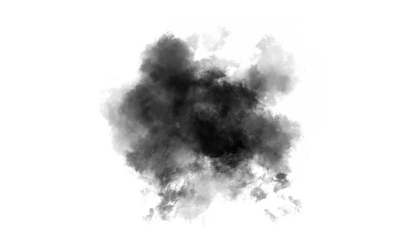 Black watercolor brush. Abstract isolated spot