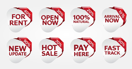 red banner promotion tag design for marketing	