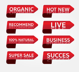 red banner promotion tag design for marketing	