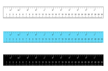 Rulers Inch and metric rulers. Scale for a ruler in inches and centimeters. Centimeters and inches measuring scale cm metrics indicator. Inch and metric rulers. rulers On white background