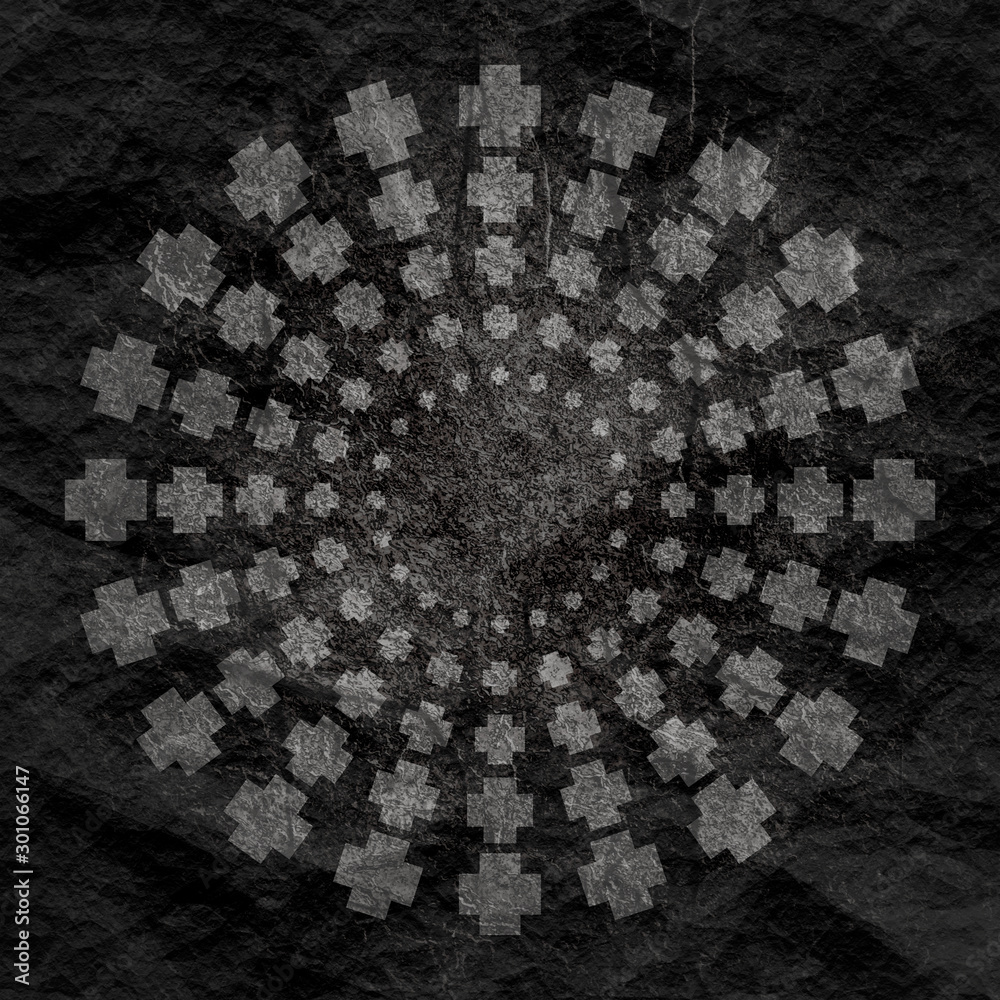 Wall mural radial crosses in circle form. fireworks explosion background. circular design element. abstract geo