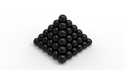 3d rendering of a pyramid of balls isolated in white background