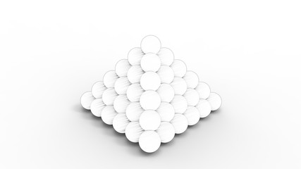 3d rendering of a pyramid of balls isolated in white background