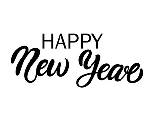 Happy New Year. Hand drawn lettering. Best for Christmas / New Year greeting cards, invitation templates, posters, banners. Vector illustration