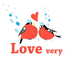 New year vector postcard with bullfinches