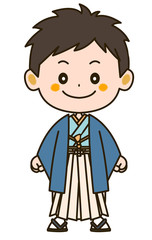 着物姿の男の子　イラスト