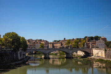 Fototapeta na wymiar View to the city from Sant'Angelo bridge