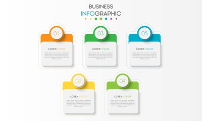 Vector infographic design template with 5 options or steps. Can be used for process diagram, workflow layout, info graph, annual report, flow chart.