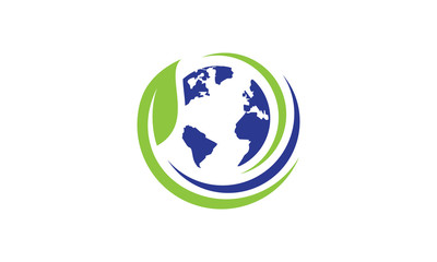 logo Earth Globe Green Leaves Nature
