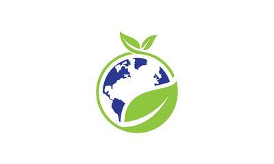logo Earth Globe Green Leaves Nature