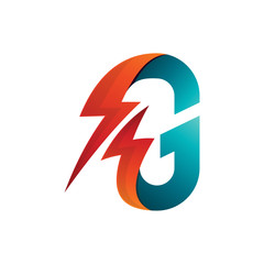Initial letter G thunder logo, thunderbolt letter G symbol, letter G to electricity,logo symbol vector