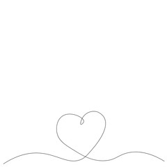 Heart background continuous line draw, vector illustration