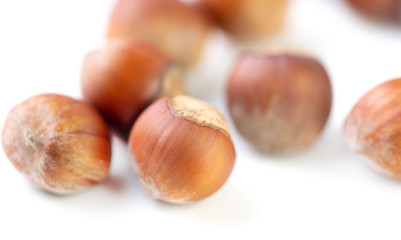 Obraz na płótnie Canvas Hazelnuts nuts isolated on a white background