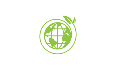 Green Ecological Logo Globe Leaf Icon