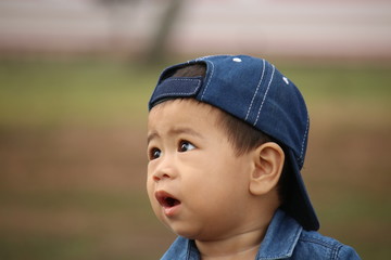 Asian boy portraits blurred background