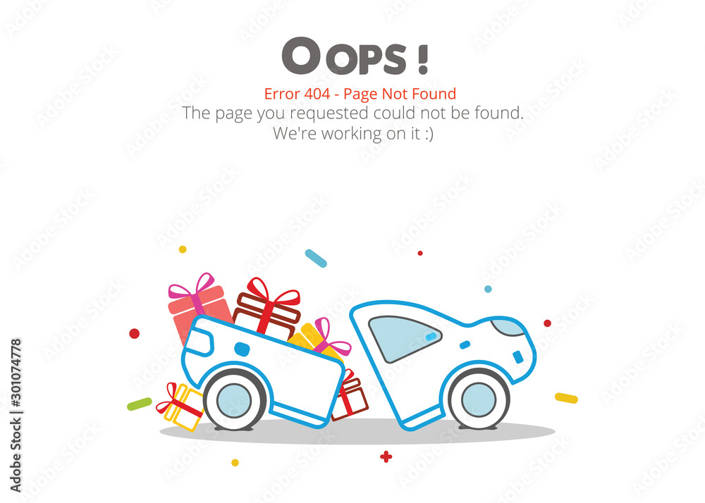 Poster Error 404 page layout vector design. Website 404 page creative concept. The page you requested could not be found. Oops 404 error page.