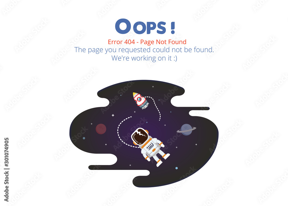 Poster Error 404 page layout vector design. Website 404 page creative concept. The page you requested could not be found. Oops 404 error page.