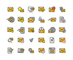 Fototapeta na wymiar Email and Mail filled outline icon set. Vector and Illustration.