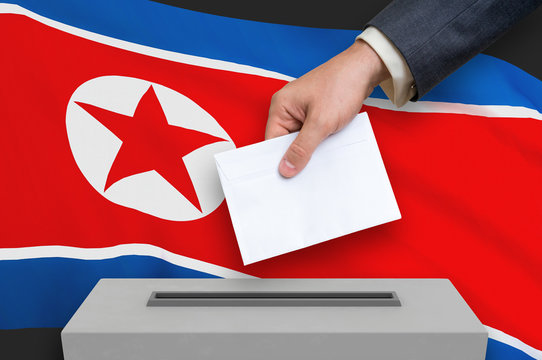 Election in North Korea - voting at the ballot box