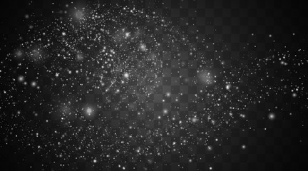 Glowing snow effect isolated on transparent background