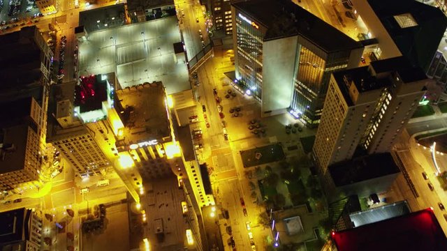 Toledo Ohio Aerial v7 Low nighttime vertical over downtown - October 2017