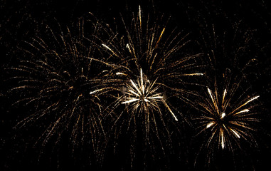 Fireworks sparkles in the night sky as background