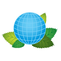 Happy Earth Day banner with globe and green leaves. World environment day background. Save our blue planet, ecology art concept. Go green, save energy. Eco friendly design. Flat vector illustration.