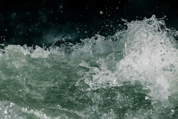 Splashes of water from the waves in the sea