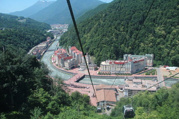cable car in mountains