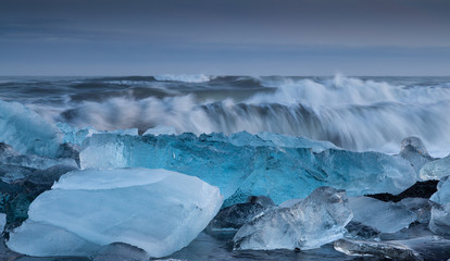 Icebergs on diamond beach, Southern Iceland