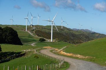 Wind turbines at Makara near Wellington New Zealand