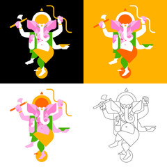 Set Ganesh idol, lord Ganesh. Ganesh Puja. Ganesh Chaturthi. It is used for postcards, prints, textiles, tattoo.