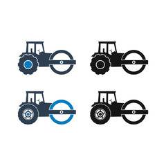 Steam Roller Icon Set. Flat Style vector EPS.